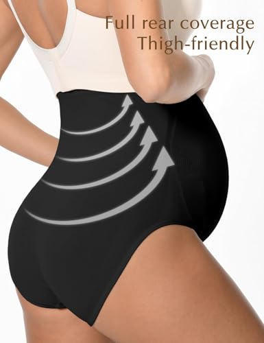 HOFISH Seamless Over-Bump Maternity Underwear, High-Waisted Panties - color: 2blacks, size: Large