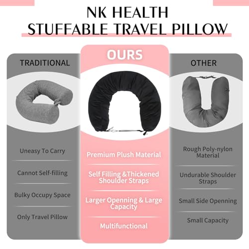 Stuffable Neck Pillow for Travel, Packable Neck Pillow (Dusty Pink) - color: Dusty Pink