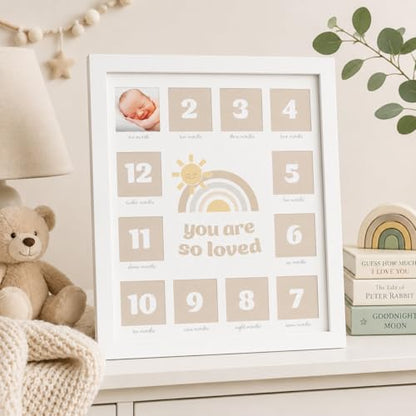 Kate & Milo My First Year Baby Milestone Photo Frame - style: You Are So Loved First Year