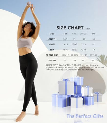 FULLSOFT Buttery Soft Leggings for Women High Waisted - color: 1-black, size: Small-Medium