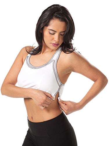 Leading Lady, The Sophie, Wireless Nursing Sports Bra, Low-Impact, Mesh Racerback, One Hand Nursing Clasps, Adjustable Sides - color: White, size: Medium