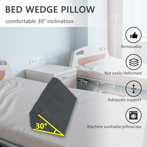 Wedge Pillow for Side Sleeping, Body Positioning Foam Wedge Pillow - color: Dark Gray