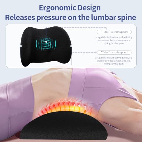 Lumbar Support Pillow for Office Chair, Memory Foam Car Back Cushion - color: A-black