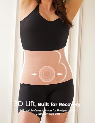 Momcozy Ergowrap Petite Belly Binder, 3D Lifting & Ergonest Back Support - color: 9" / Oyster Pink, size: Medium
