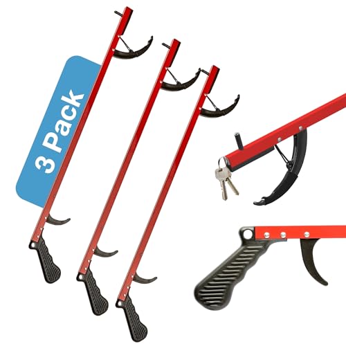 Sammons Preston Reacher, 26" Lightweight Grabber Reacher Tool with Magnetic Tip, Ergonomic Grip & Claw Jaw, Portable Reaching Aid for Seniors, Daily Living & Home Use, Standard Red,3 pack - color: 26" Standard, Red, size: 3 Pack