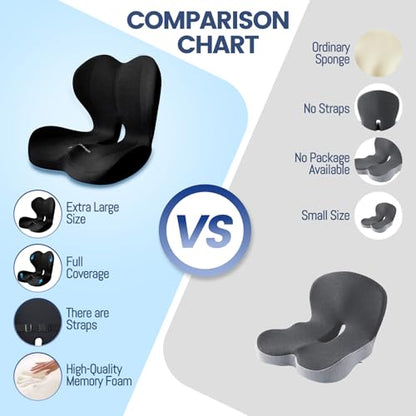 Memory Foam Seat Cushion for Office Chair and Car Seat - color: Black