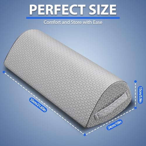 Memory Foam Knee Pillow for Back Sleepers, Spinal Alignment, Gray - color: Grey