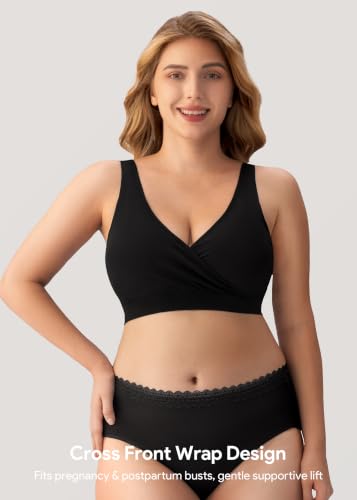 HBselect Maternity Nursing Sleep Bra for Breastfeeding Wireless Bralette - color: Black/Burgundy/Lake Blue/White/Beige, size: Large