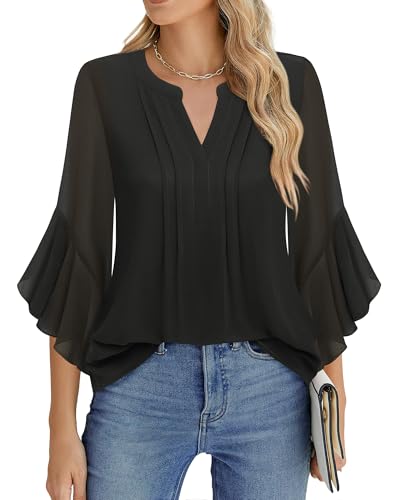 Timeson Women's 3/4 Sleeve Top - color: Black, size: Large