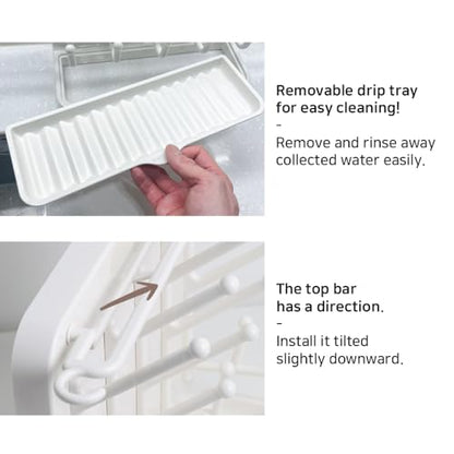 LUNELL Baby Bottle Drying Rack 20 Hooks Space-Saving Vertical Brush Holder