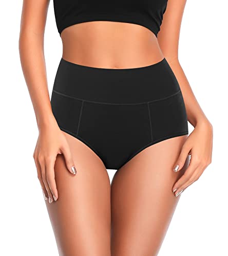ASIMOON Tummy Control High Waisted Underwear for Women Cotton Plus Size Full Coverage Panties Ladies Briefs - color: Multicoloured-04-5 Pack, size: Small