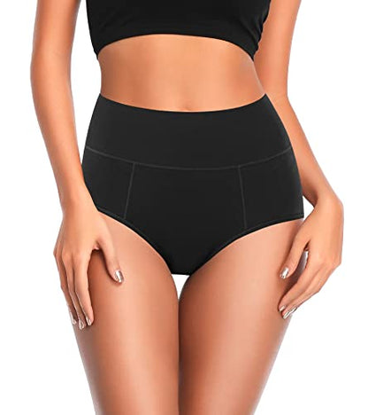 ASIMOON Tummy Control High Waisted Underwear for Women Cotton Plus Size Full Coverage Panties Ladies Briefs - color: Multicoloured-04-5 Pack, size: Large