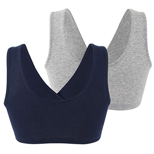 KUCI Maternity Nursing Bra Wireless Cotton Breastfeeding Bra for Sleep - color: Navy Blue+grey+white/3pack, size: Medium