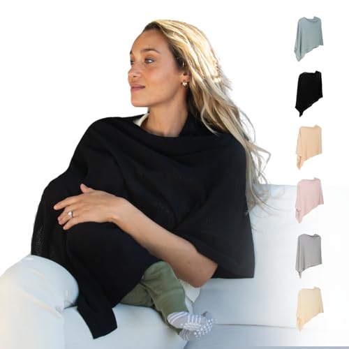 Gold Mamas Breathable Nursing Cover for Breastfeeding - color: Ebony/Black