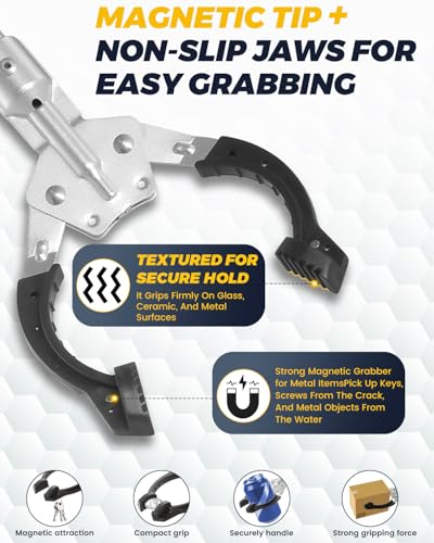Heavy Duty Grabber Reacher Tool, Grabber Pickup Tool Extra Lon 53" Trash Picker Upper Grabber Heavy Duty Stainless Steel Thickened Non-Slip 6 inch Wide Jaws Claw Reaching Tool
