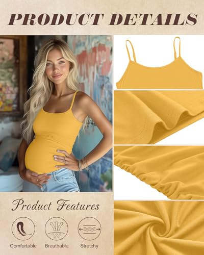 Ficerd 3 Pack Women's Maternity Tank Tops - color: Bright Red, Yellow, Navy Blue, size: Large