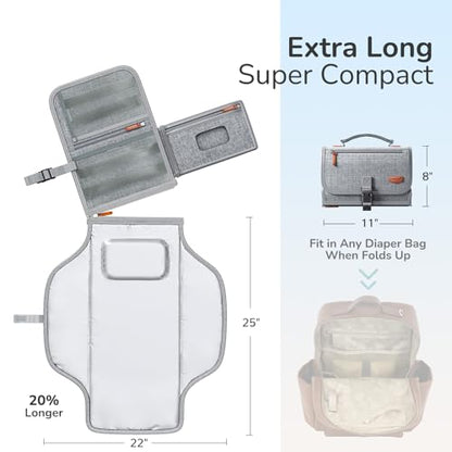 Alatino Portable Diaper Changing Pad, Wipe Clean, Large 25x22, Grey - color: Grey