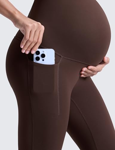 CRZ YOGA Maternity Leggings Pockets 25" - color: Hot Fudge Brown, size: X-Large
