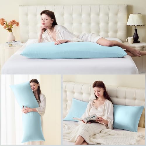 DOWNSTORIA Body Pillow Cover, Ultra Soft Microfiber Long Pillowcase, Envelope Closure Large Pillow Cases 20x54 inch (Light Blue) - color: Light Blue