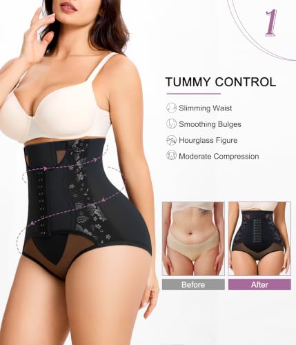 YERKOAD Tummy Control Shapewear for Women High Waist Butt Lifting Panties - color: Black, size: Large