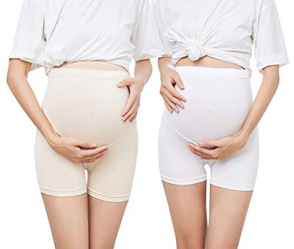Women's Maternity Shapewear Belly Support Short Leggings,White&Nude S-5XL