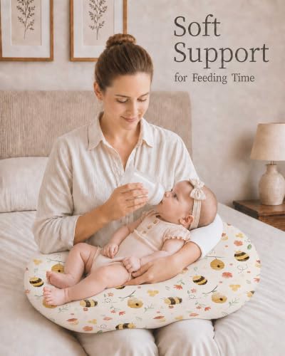 Nursing Pillow Covers 2 Pack, Stretchy Breastfeeding Pillow Covers for Baby - color: Honeybee Dreams