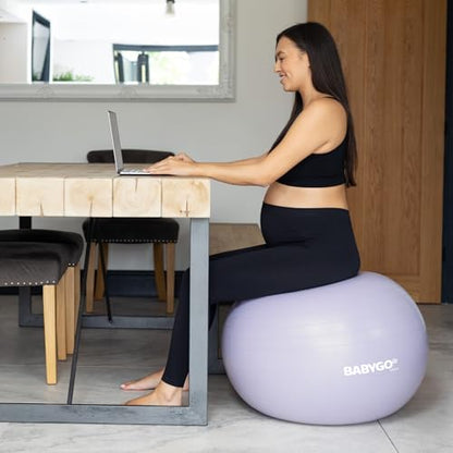 BABYGO Birthing Ball, Pregnancy & Labor, Award Winning Book - color: Lavender, size: 75cm - Electric