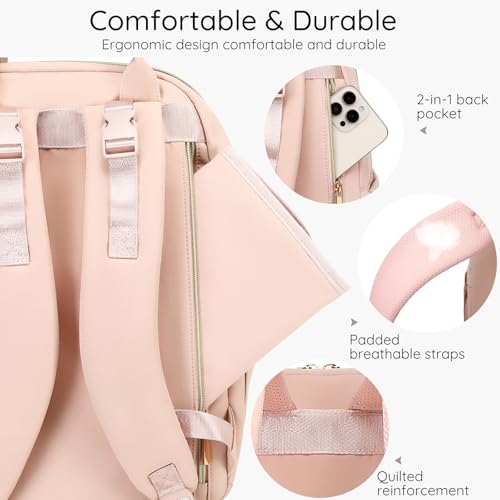 AIJIEKE Diaper Bag Backpack, Large Multi-functional Diaper Backpack, Pink - color: Pink