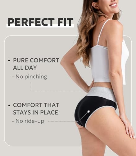 DAVID ARCHY Women's Bamboo Rayon Briefs, High-Waisted Underwear, 4/6 Pack - color: A-black*4, size: Large