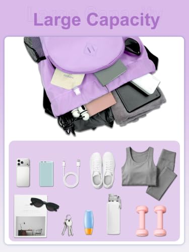 RHDZO Drawstring Backpack with Shoe Compartment and Wet Pocket,Large Purple - color: Large Purple, size: Large