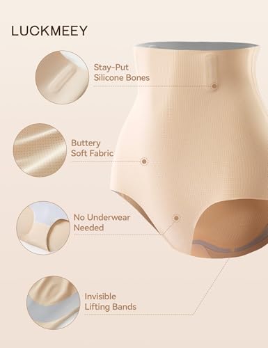 LUCKMEEY Tummy Control Shapewear Underwear, Seamless Comfy Shaping Briefs - color: Briefs Nude, size: Medium