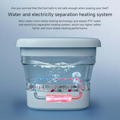 Collapsible Foot Spa Massage with Water and Electricity Separation System,Foot Bath with Three Level Temperature Control,Bubble,Remote,Red Light,Timer,and Four Set Electric Massage Balls