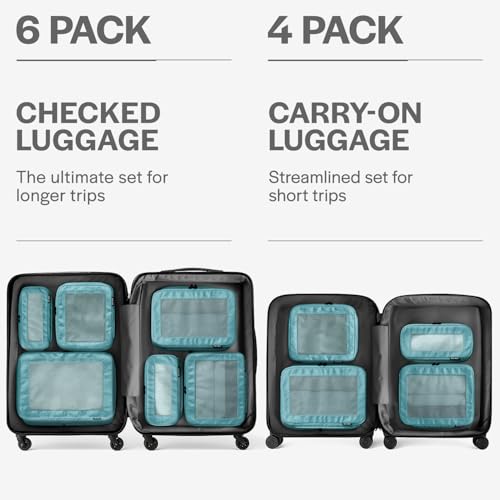 Aerotrunk Compression Packing Cubes for Travel, 6-Pack, Teal - color: Teal, size: 6-Pack