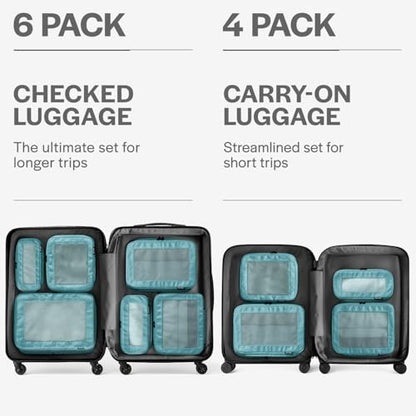 Aerotrunk Compression Packing Cubes for Travel, 6-Pack, Teal - color: Teal, size: 6-Pack
