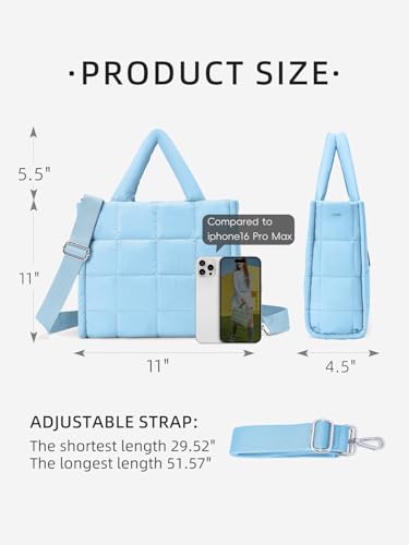 WESTBRONCO Small Puffer Tote Bag for Women Quilted Crossbody Bags - color: Medium-blue