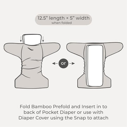 Nora's Nursery Reusable Diaper Inserts | 7 Pack | Reusable Absorbent Design - style: Viscose for bamboo Prefolds