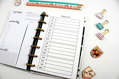 Contact List Inserts for the Mini Happy Planner, Fits 7-Disc Notebook, Planner Contact Information, Pre-punched Happy Planner Inserts, Pre-punched Contact Information