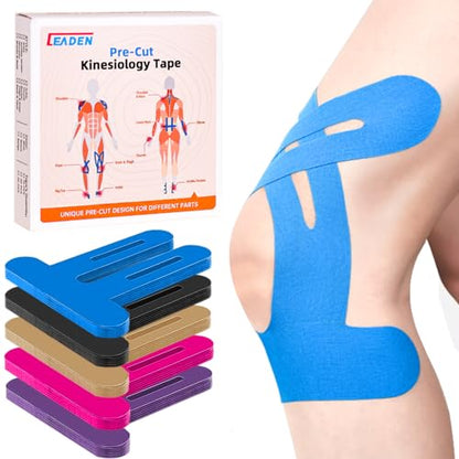 Precut Kinesiology Tape for Knees, 20 Pcs, Blue - color: Blue, size: 20 Pcs