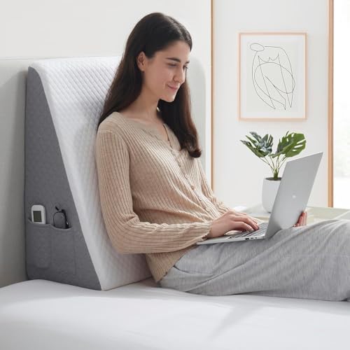 Premium Bed Wedge Pillow - Ergonomic Support for Sleeping, Post-Surgery, Acid Reflux Relief, and More - CertiPUR-US Certified Memory Foam - Removable Cover Included, Triangle, 24" x 22" x 7.5" - size: Bed Wedge - Standard Triangle
