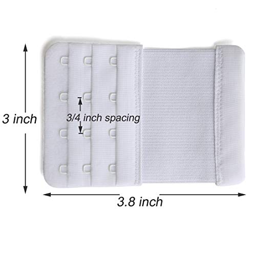 Women's Bra Extenders 4 Hook / 3 Hook / 5 Hook / 2 Hook Soft Comfortable Stretchy Bra Extension Strap - color: 6 Pieces, 4 Hook 3/4 Inch Spacing