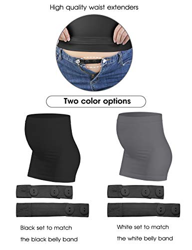 Belly Bands for Pregnant Postpartum Belly Band - color: Black + Dark Gray, size: 2