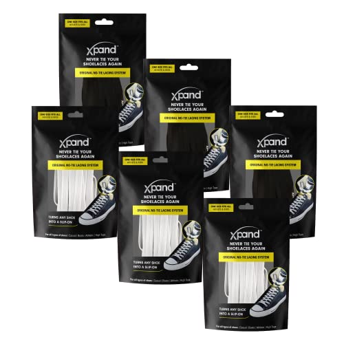 Xpand No Tie Elastic Shoe Laces for Sneakers - Shoelaces for Adults & Kids - color: Black-white