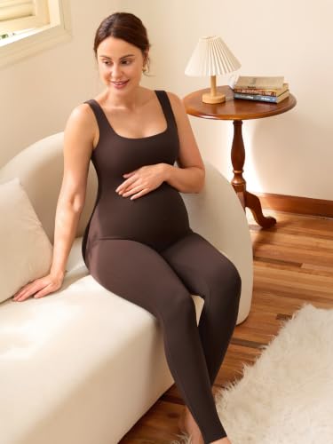 MOMANDA Maternity Jumpsuit Leggings 25" - color: Hot Fudge Brown, size: X-Large