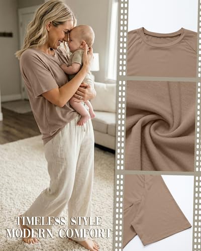 3 Pack Women's Oversized Nursing Tops - color: White, Khaki, Black, size: XX-Large