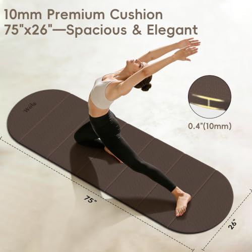 WeiLa Foldable Yoga Mat,10mm Extra Thick,Extra Long (75"x26") for Women&Men - color: Brown &Bamboo Cream