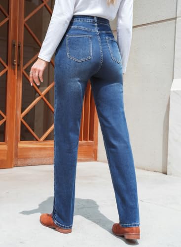 BLENCOT Womens Maternity Jeans Elastic Waist Stretch Pregnancy Denim Pants - color: Bluing, size: Medium
