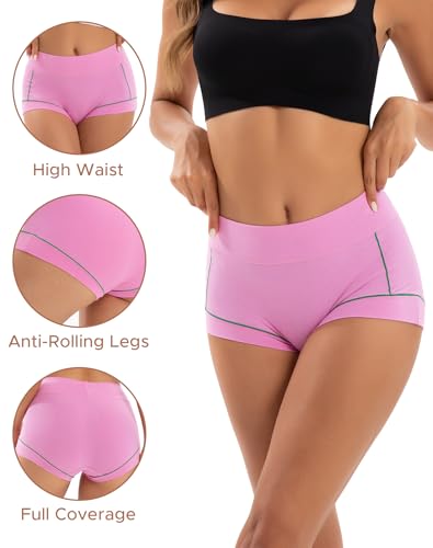 INNERSY Women's Cotton Boyshorts Underwear Soft Boxer Briefs 4-Pack - color: Candy, size: Small