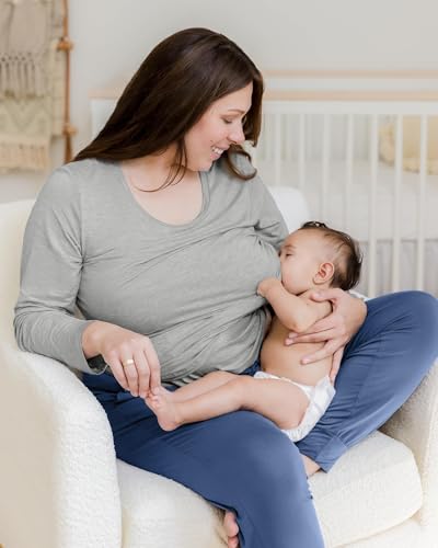 Kindred Bravely Everyday Nursing & Maternity Long Sleeve T-Shirt - color: Grey Heather, size: Medium