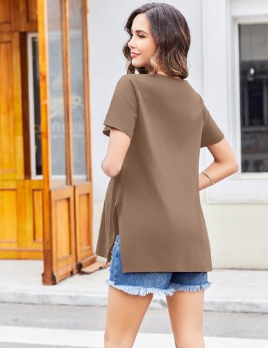Ekouaer 3 Pack Maternity Shirts Short Sleeve Pregnancy Tops Summer Clothes - color: Khaki/Black/White, size: X-Large