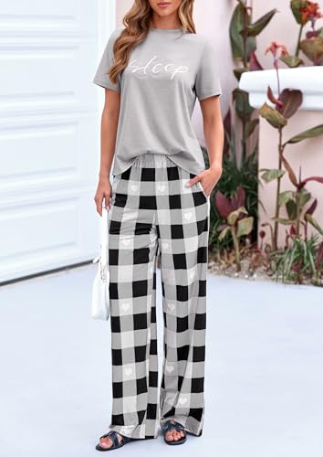 PRETTYGARDEN Pajamas for Women 2 Piece Lounge Set - color: Grey, size: Medium
